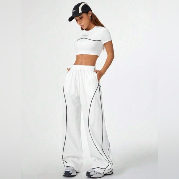 Pants - ⚡ Sporty Chic White Two-Piece Set – Size Large! ⚡